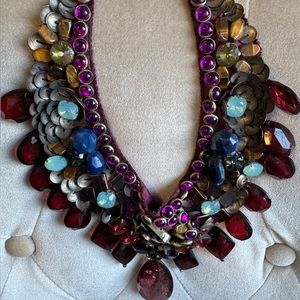 Roberta Freymann sequin crystal gemstone bib necklace. One of a kind!
